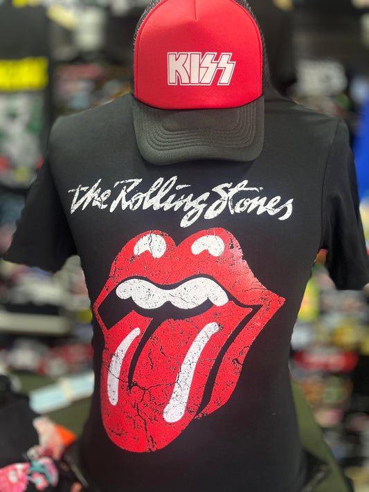polera negra manga corta rolling